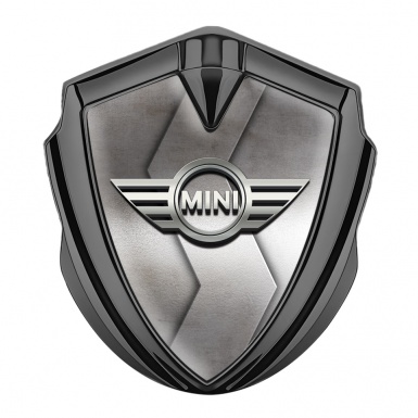 Mini Cooper Emblem Logo Schriftzug Aufkleber Graphit Tonfarbe mit Gebogenes S Basis Stil und 3D logo