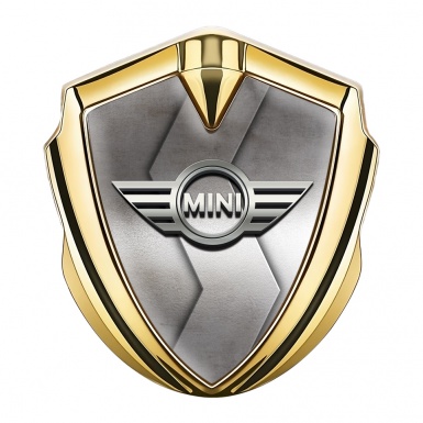 Mini Cooper Emblem Logo Schriftzug Aufkleber Goldtonfarbe mit Gebogenes S Basis Stil und 3D logo