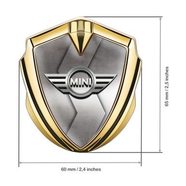 Mini Cooper Emblem Logo Schriftzug Aufkleber Goldtonfarbe mit Gebogenes S Basis Stil und 3D logo