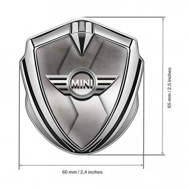 Mini Cooper Emblem Logo Schriftzug Aufkleber Silbertonfarbe mit Gebogenes S Basis Stil und 3D logo