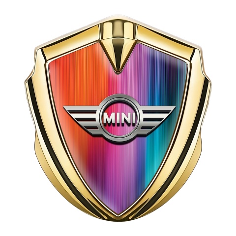 Mini Cooper Fender Emblem Badge Gold Multicolor Background Design