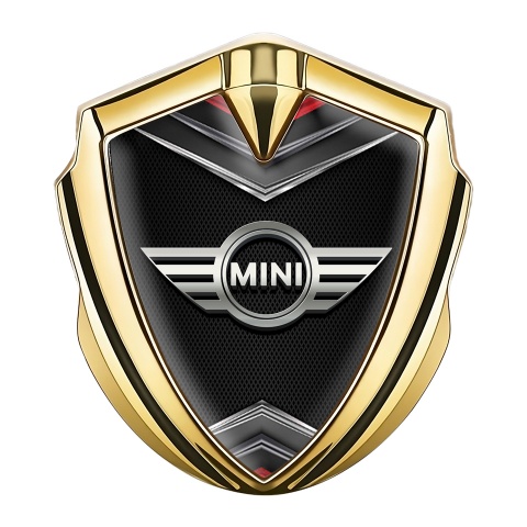 Mini Cooper 3D Car Metal Emblem Gold Dark Grid Classic Logo Edition