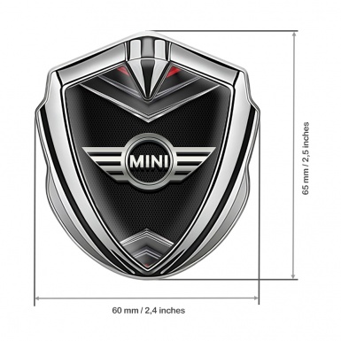 Mini Cooper Emblem Abzeichen Silbertonfarbe mit 3D basis Stil und Grau Logo