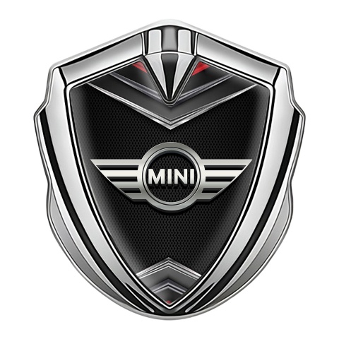 Mini Cooper Cooper 3D Car Metal Emblem Silver Dark Grid Classic Logo Edition