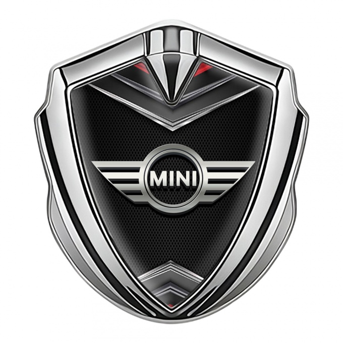 Mini Cooper Emblem Abzeichen Silbertonfarbe mit 3D basis Stil und Grau Logo