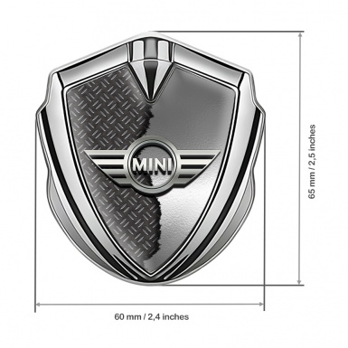 Mini Cooper Metal Emblem Self Adhesive Silver Torn Metal Elements Design