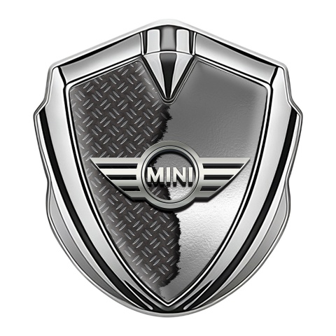 Mini Cooper Metal Emblem Self Adhesive Silver Torn Metal Elements Design