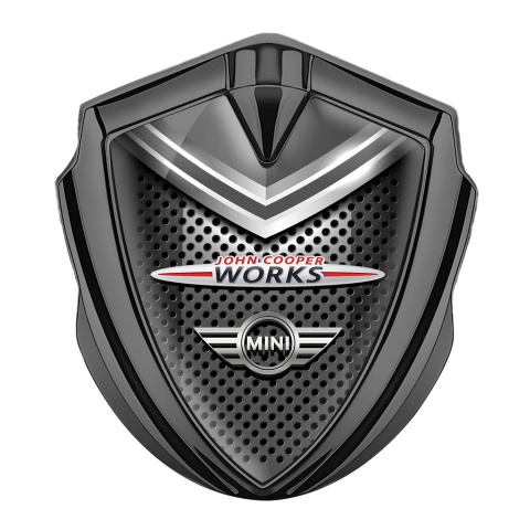 Mini Cooper elf Adhesive Bodyside Emblem Graphite Shield John Cooper Logo