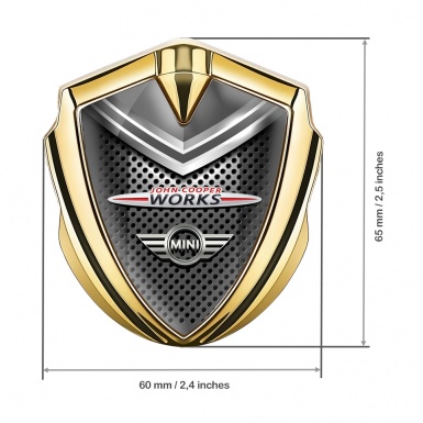 Mini Cooper Emblem Auto Zeichen Goldtonfarbe mit Perforierter Stahl Auflage und John Cooper Logo