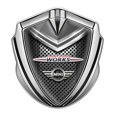 Mini Cooper Self Adhesive Bodyside Emblem Silver Shield John Cooper Logo