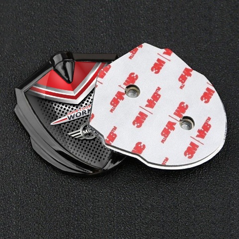 Mini Cooper Metal Emblem Self Adhesive Graphite Red Shield John Cooper Logo