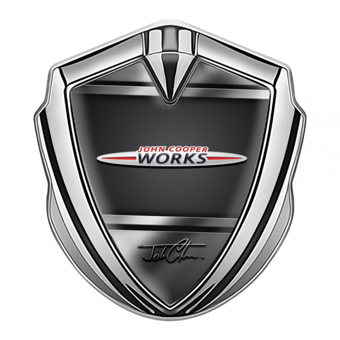 Mini Cooper Seitenflugel Emblem Aufkleber Silbertonfarbe mit Horizontale Platten Design