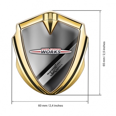 Mini Cooper 3D Car Metal Emblem Gold Diagonal Plates John Cooper Works