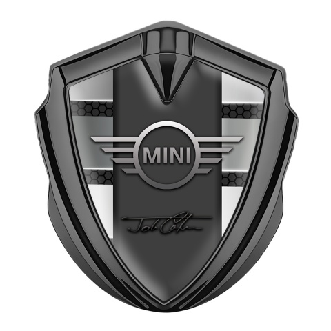 Mini Cooper Tuning Emblem Self Adhesive Graphite Hex John Cooper Signature