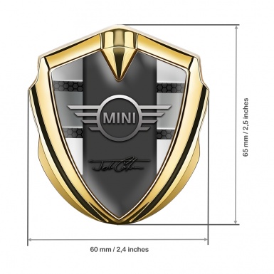 Mini Cooper Tuning Emblem Self Adhesive Gold Hex John Cooper Signature