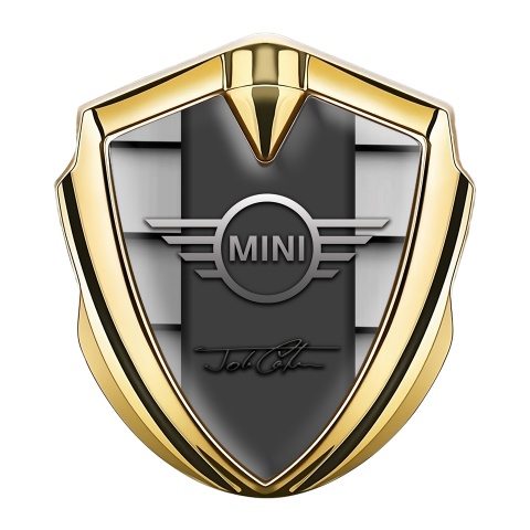 Mini Cooper Bodyside Emblem Gold Grey Shutter John Cooper Signature