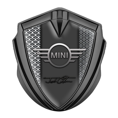 Mini Cooper Fender Emblem Badge Graphite Grey Grid John Cooper Signature