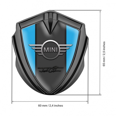 Mini Cooper Fender Emblem Badge Graphite Blue Base John Cooper Signature