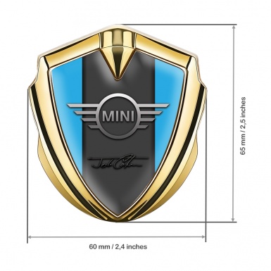 Mini Cooper Fender Emblem Badge Gold Blue Base John Cooper Signature