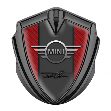 Mini Cooper 3D Car Metal Emblem Graphite Red Carbon John Cooper Signature
