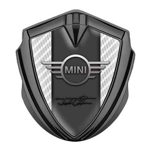 Mini Cooper Bodyside Emblem Graphite White Carbon John Cooper Signature
