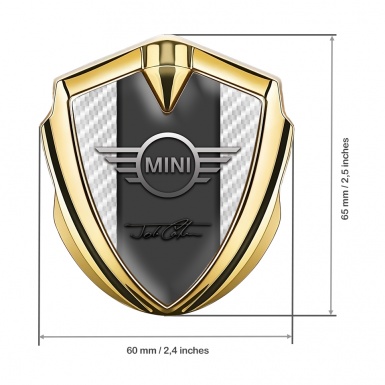 Mini Cooper Bodyside Emblem Gold White Carbon John Cooper Signature