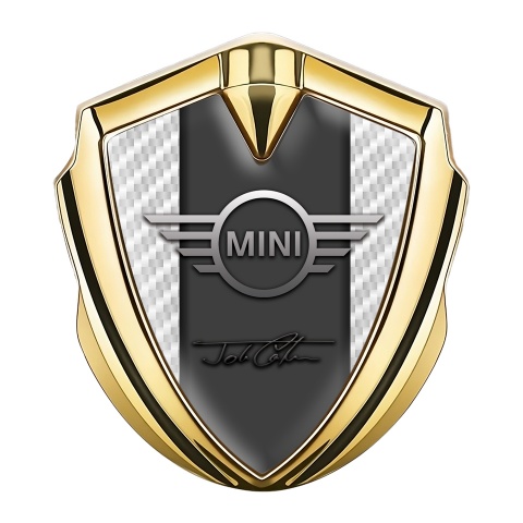 Mini Cooper Bodyside Emblem Gold White Carbon John Cooper Signature