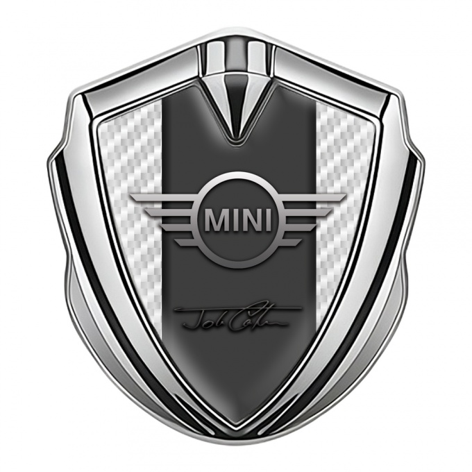 Mini Cooper Bodyside Emblem Silver White Carbon John Cooper Signature