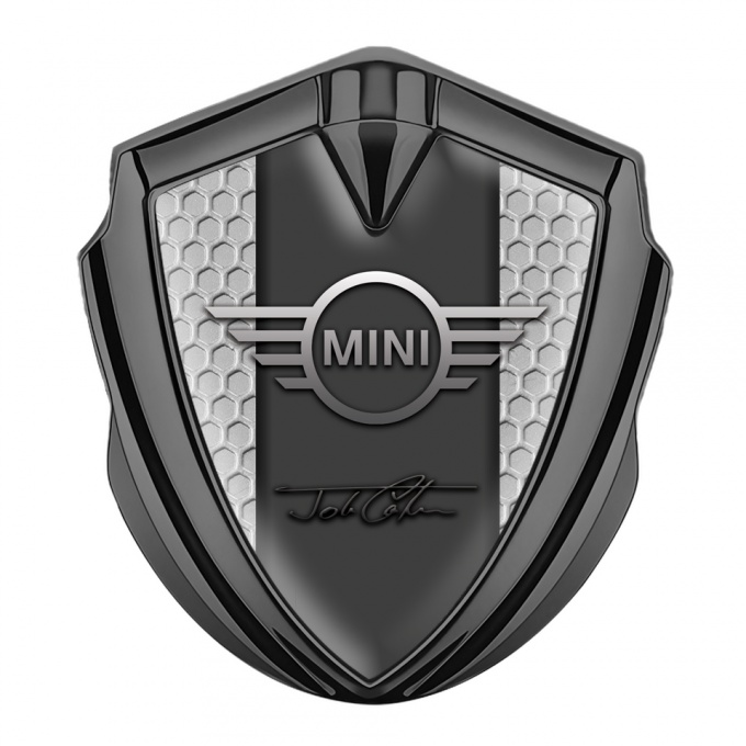 Mini Cooper Fender Emblem Badge Graphite Grey Hex John Cooper Signature