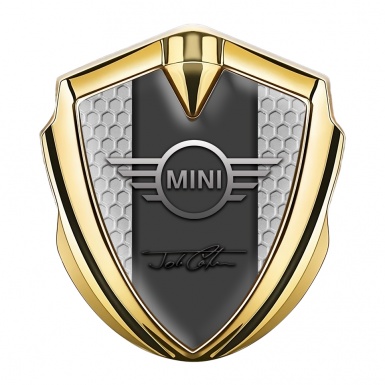 Mini Cooper Fender Emblem Badge Gold Grey Hex John Cooper Signature