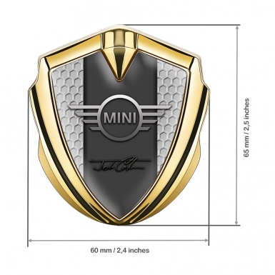 Mini Cooper Fender Emblem Badge Gold Grey Hex John Cooper Signature