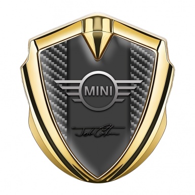Mini Cooper Bodyside Emblem Gold Dark Carbon John Cooper Signature