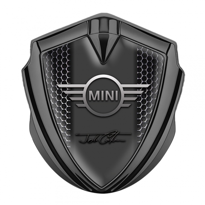 Mini Cooper Emblem Self Adhesive Graphite Black Hex John Cooper Signature
