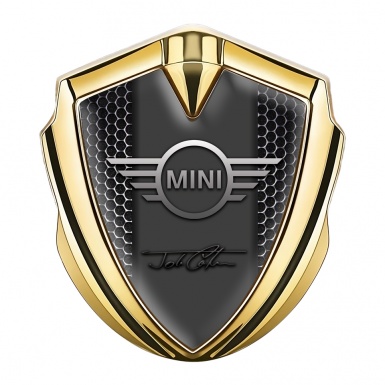 Mini Cooper Emblem Self Adhesive Gold Black Hex John Cooper Signature