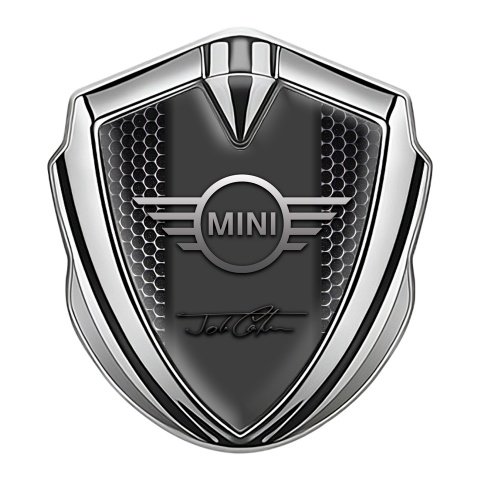 Mini Cooper Emblem Self Adhesive Silver Black Hex John Cooper Signature