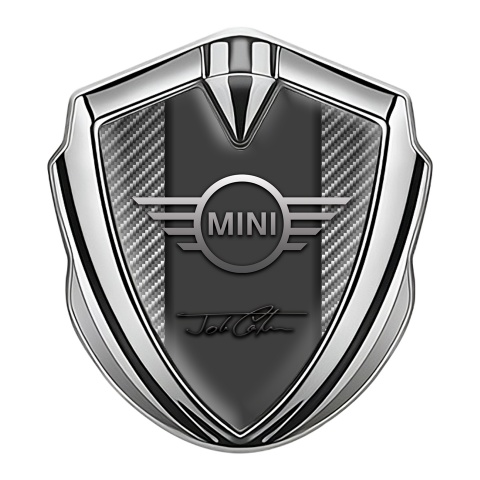 Mini Cooper Trunk Emblem Silver Light Carbon John Cooper Signature