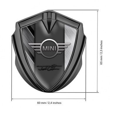 Mini Cooper 3D Car Metal Emblem Graphite Greyscale Slabs John Cooper Signature