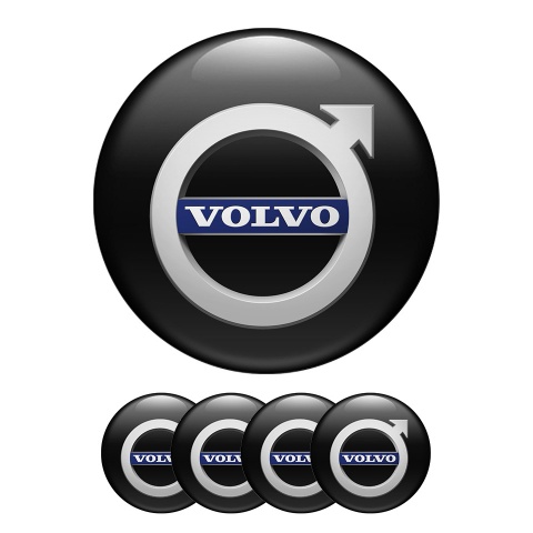 Volvo Domed Stickers Wheel Center Cap Badge Classic In Black