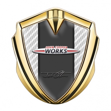 Mini Cooper Trunk Emblem Badge Gold White Carbon John Cooper Edition