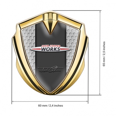 Mini Cooper Bodyside Emblem Gold Grey Hex John Cooper Signature