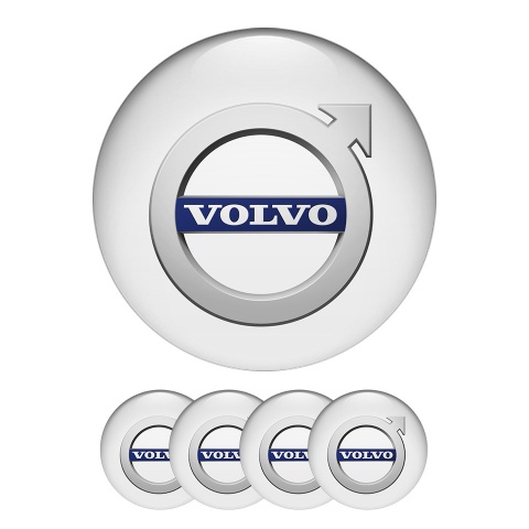 Volvo Sticker Wheel Center Hub Cap In White