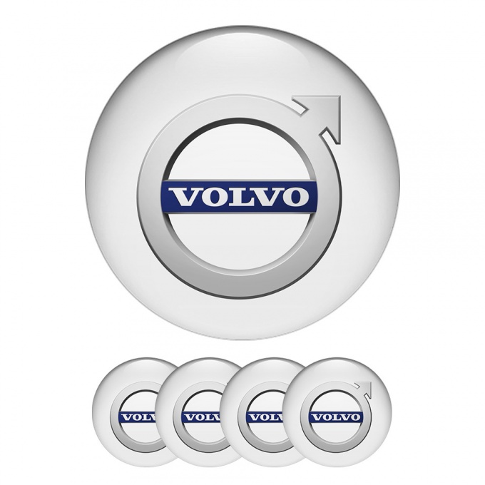 Volvo Sticker Wheel Center Hub Cap In White