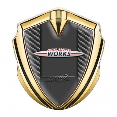 Mini Cooper Car Emblem Badge Gold Dark Carbon John Cooper Edition