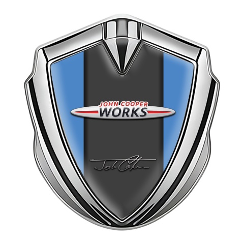 Mini Cooper Trunk Emblem Badge Silver Blue Base John Cooper Works