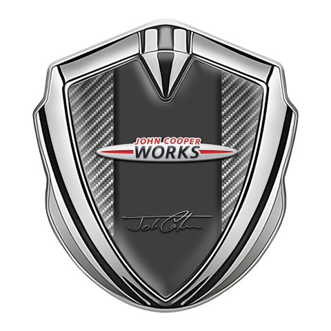 Mini Cooper Trunk Emblem Badge Silver Light Carbon John Cooper Works