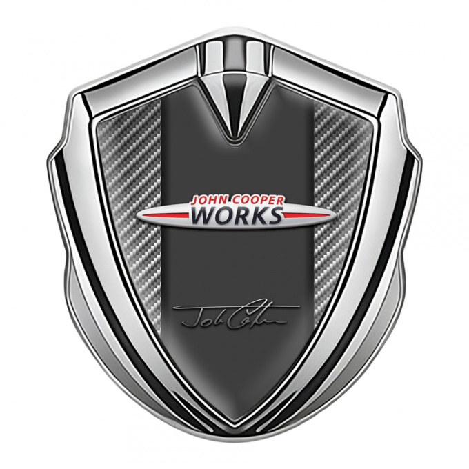 Mini Cooper Trunk Emblem Badge Silver Light Carbon John Cooper Works