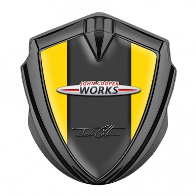 Mini Cooper Trunk Emblem Badge Graphite Yellow Base John Cooper Works