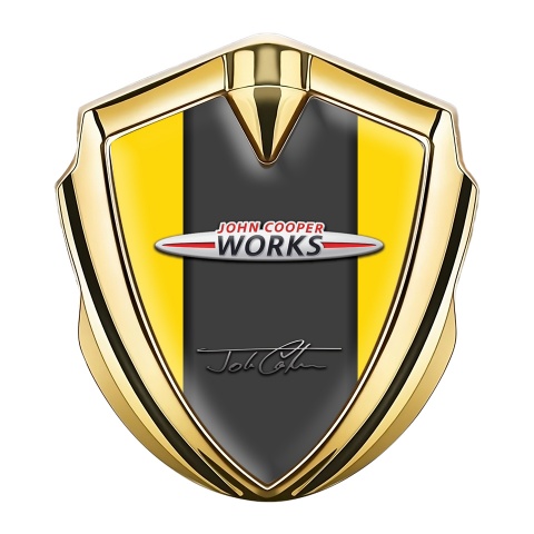 Mini Cooper Trunk Emblem Badge Gold Yellow Base John Cooper Works