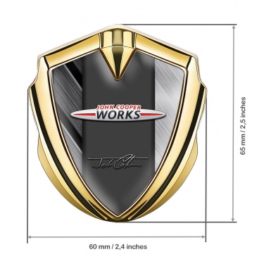 Mini Cooper 3D Car Metal Emblem Gold Greyscale Slabs John Cooper Works