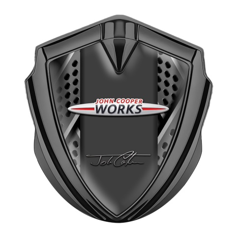 Mini Cooper 3D Car Metal Badge Graphite Grey Blades John Cooper Works